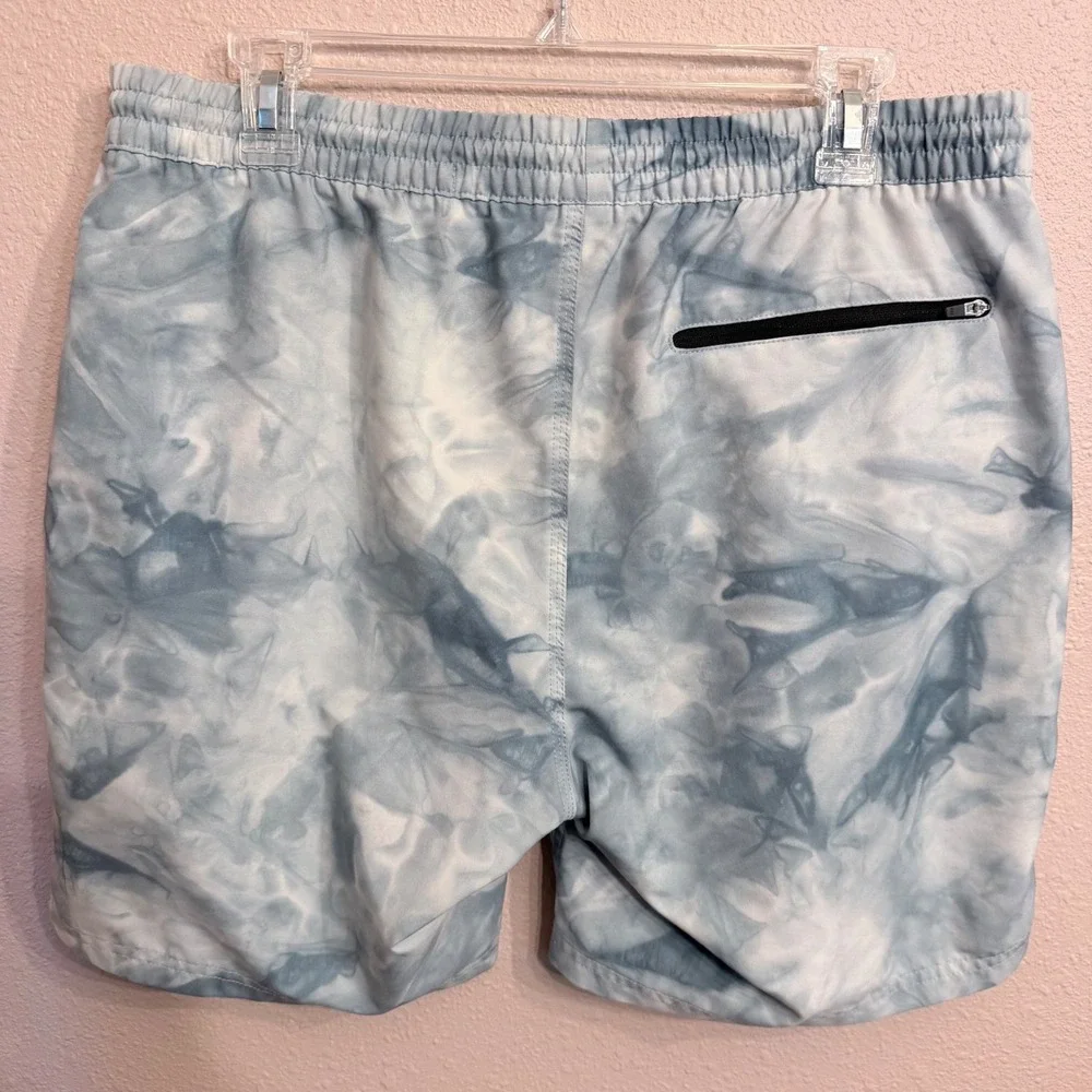 Outerknown Nomadic Volley Shorts Mens Medium Blue Tie Dye Swim Trunks Quick Dry